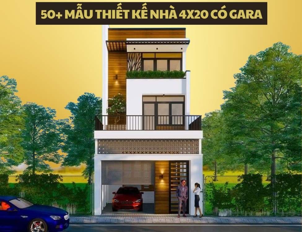 thiết kế nhà 4x20 có gara