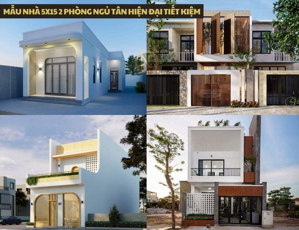mẫu nhà 5x15 2 phòng ngủ Tân hiện đại tiết kiệm