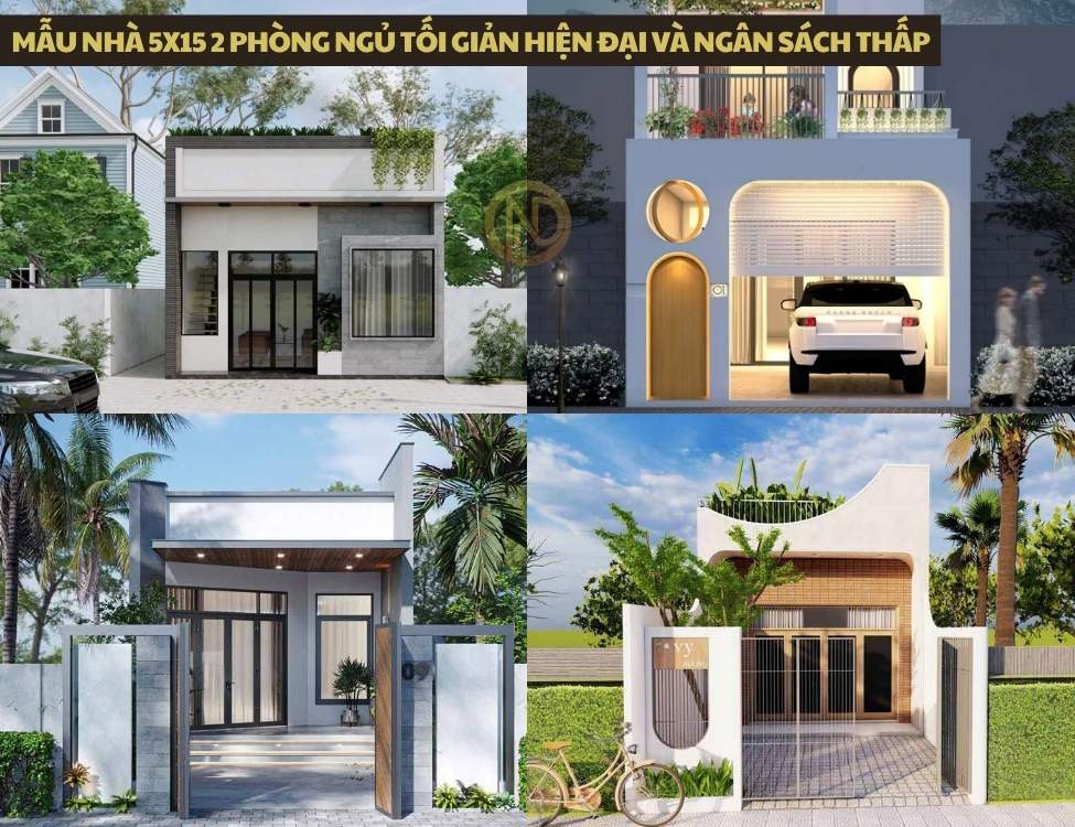 mẫu nhà 5x15 2 phòng ngủ tối giản hiện đại và ngân sách thấp