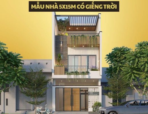 mẫu nhà 5x15m có giếng trời