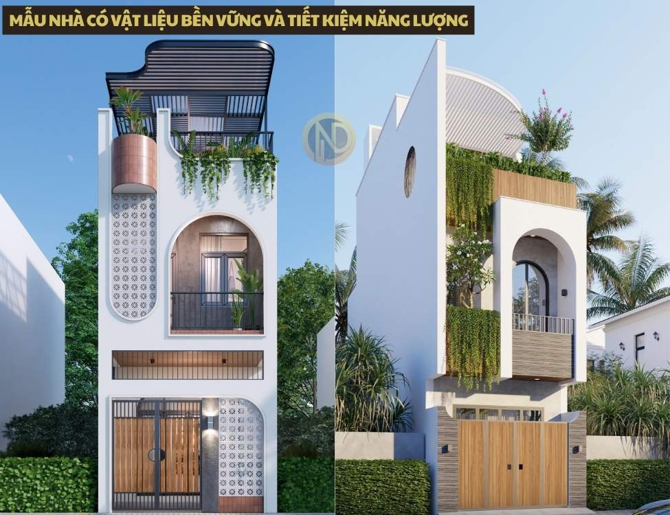 mẫu nhà có Vật liệu bền vững và tiết kiệm năng lượng