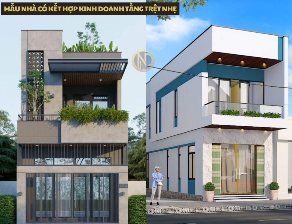 mẫu nhà có kết hợp kinh doanh tầng trệt nhẹ