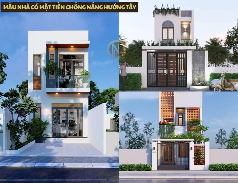 mẫu nhà có mặt tiền chống nắng hướng Tây