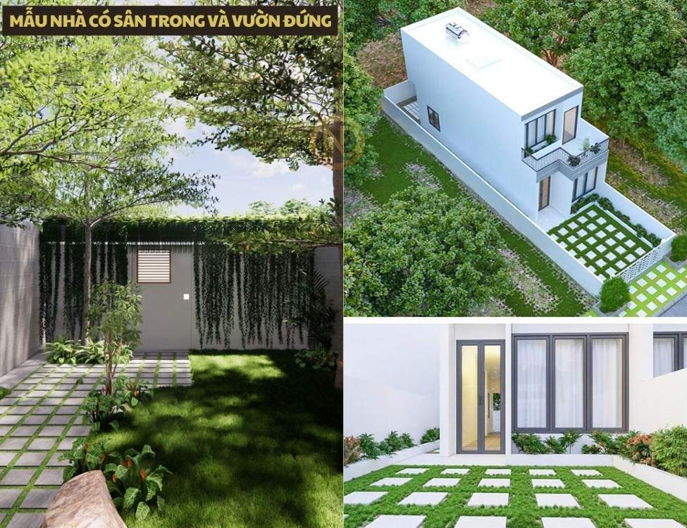 mẫu nhà có sân trong và vườn đứng