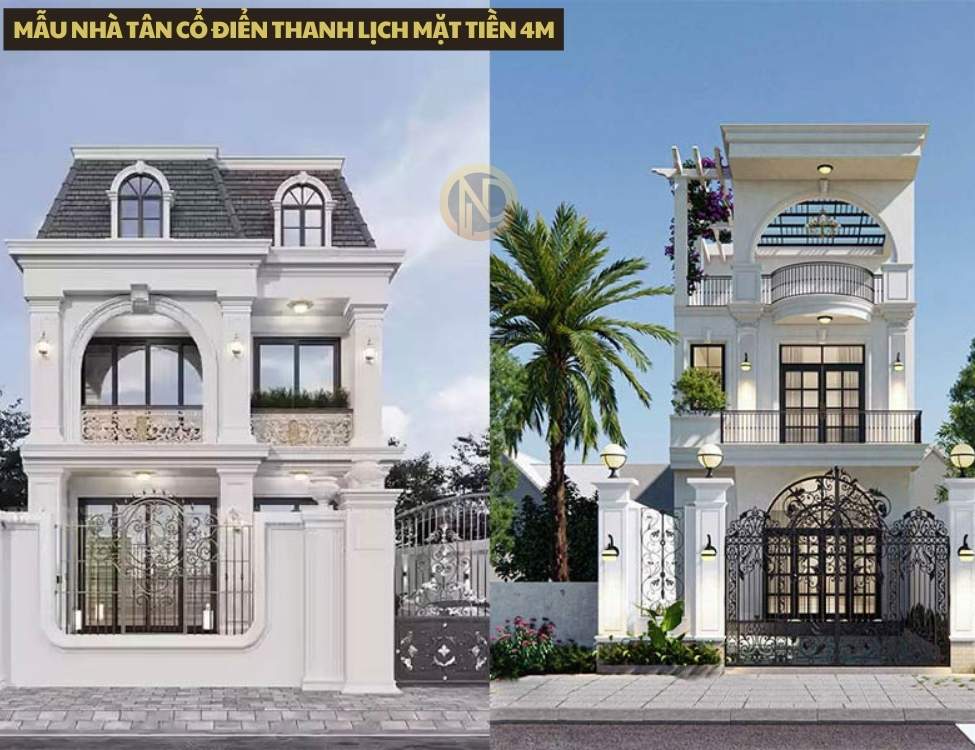 mẫu nhà tân cổ điển thanh lịch mặt tiền 4m