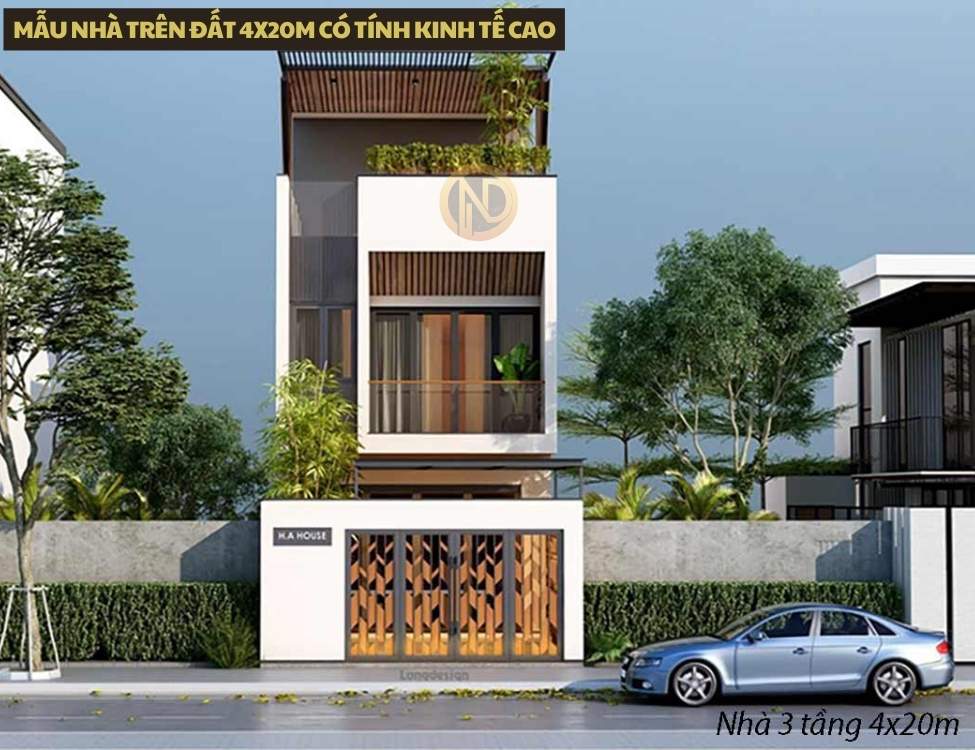 mẫu nhà trên đất 4x20m có tính kinh tế cao