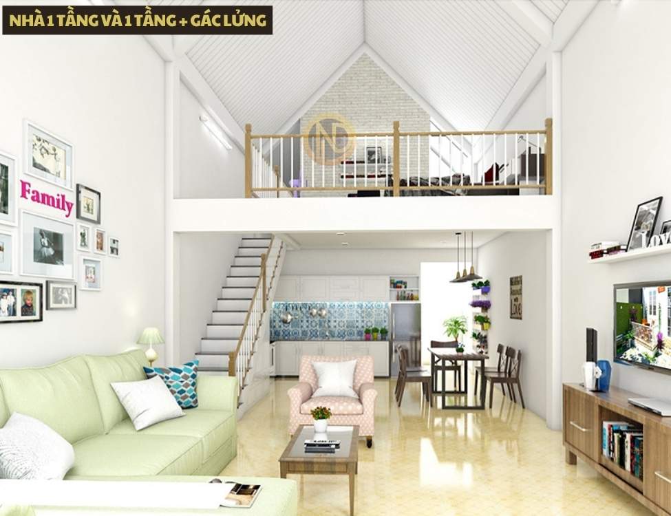 nhà 1 tầng và 1 tầng + gác lửng