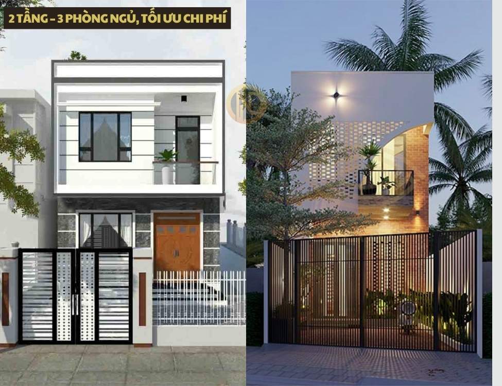nhà 2 tầng có 3 phòng ngủ, tối ưu chi phí