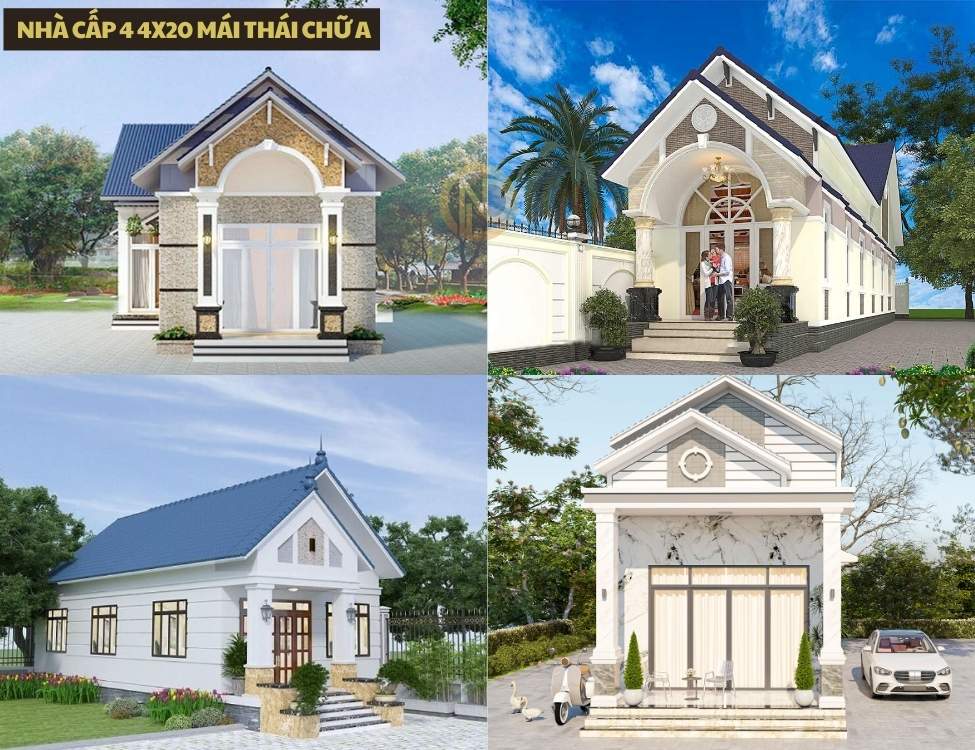 nhà cấp 4 4x20 Mái Thái chữ A