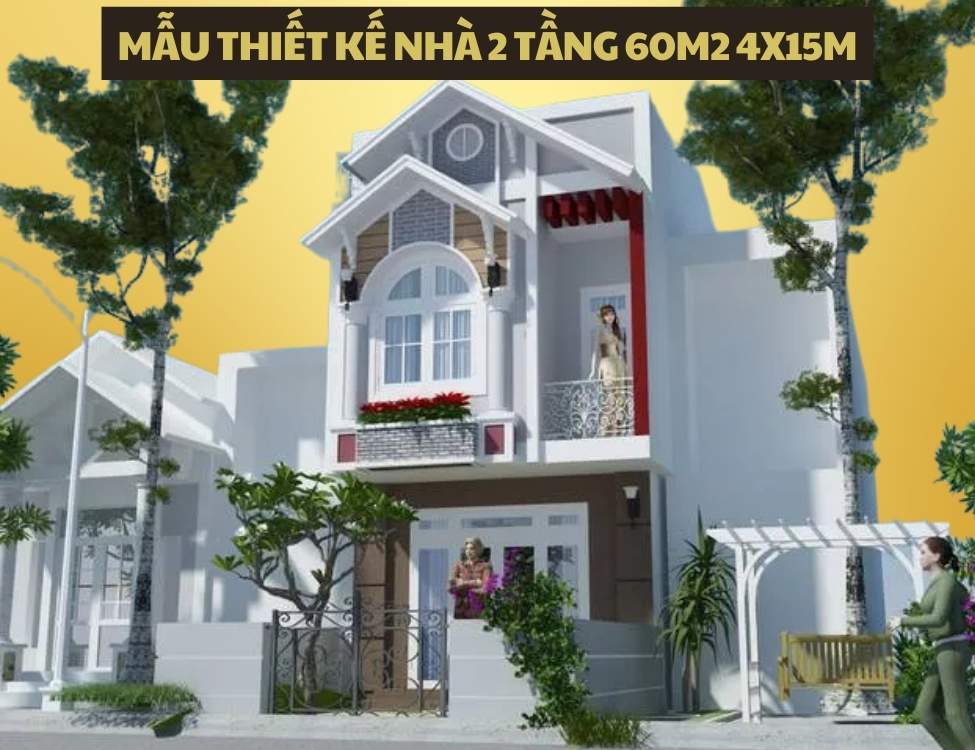 thiết kế nhà 2 tầng 60m2 4x15m