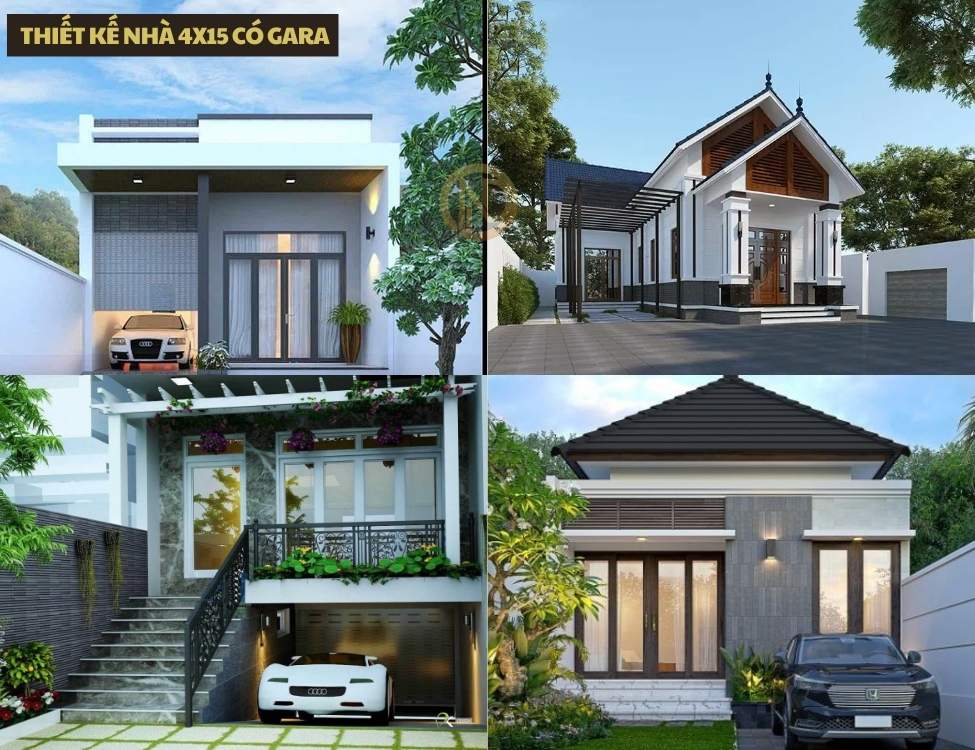 thiết kế nhà 4x15 có gara