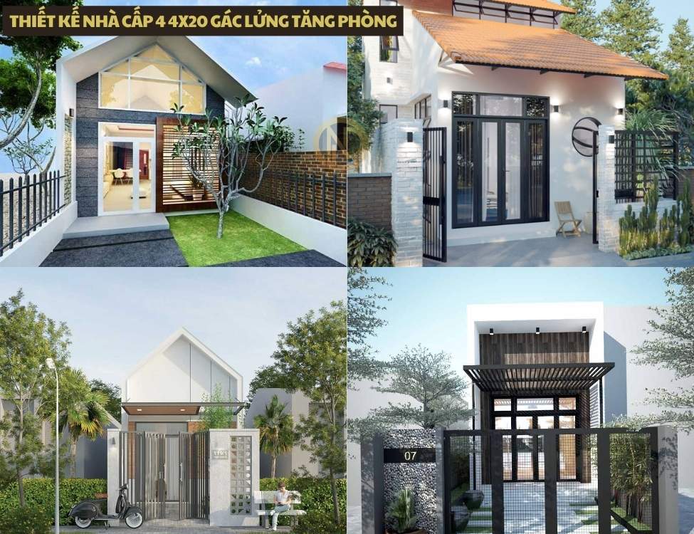 thiết kế nhà cấp 4 4x20 Gác lửng tăng phòng