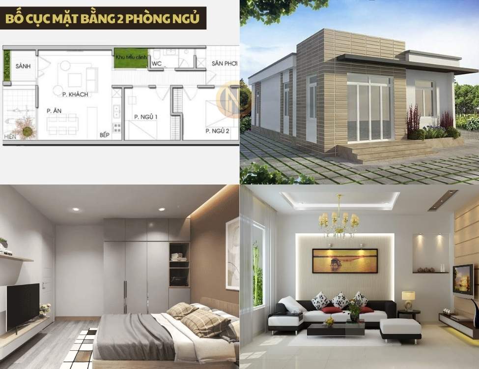 Bố cục mặt bằng 2 phòng ngủ