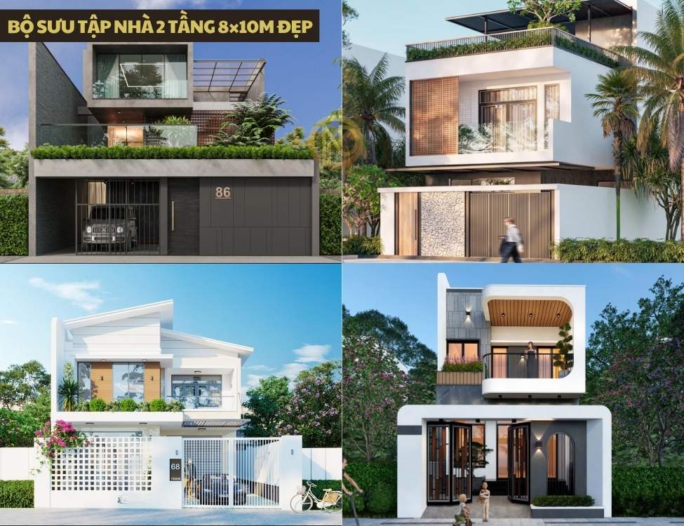 Bộ sưu tập nhà 2 tầng 8×10m đẹp