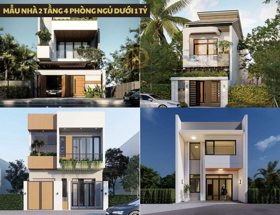 Mẫu nhà 2 tầng 4 phòng ngủ dưới 1 tỷ