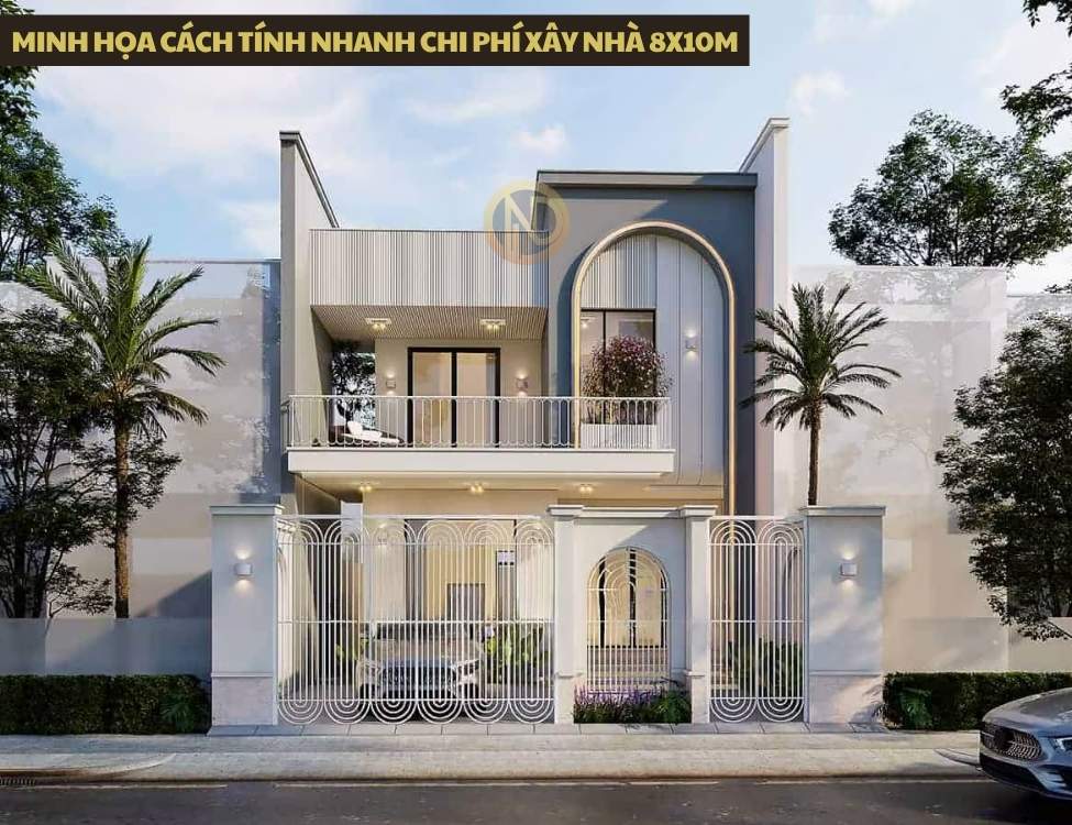 Minh họa cách tính nhanh chi phí xây nhà 8x10m