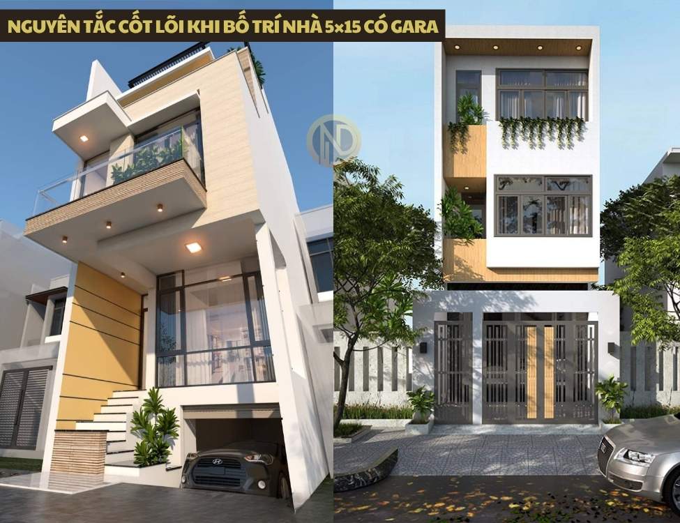Nguyên tắc cốt lõi khi bố trí nhà 5×15 có gara