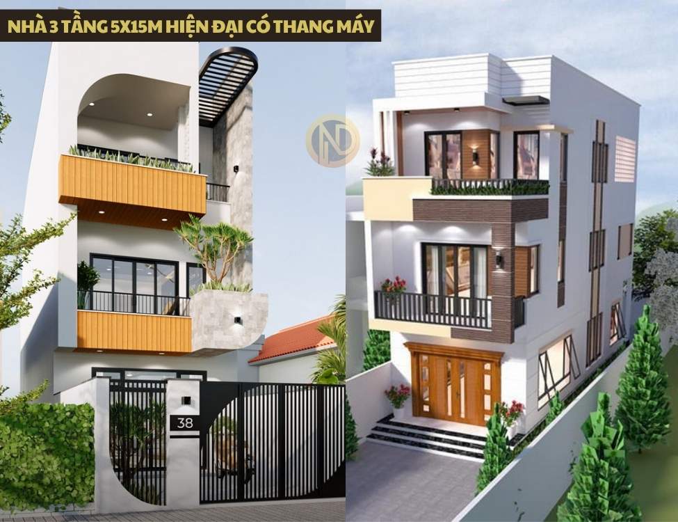 Nhà 3 tầng 5x15m hiện đại có thang máy