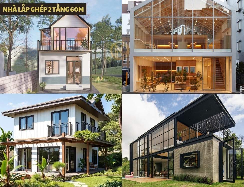Nhà lắp ghép 2 tầng 60m