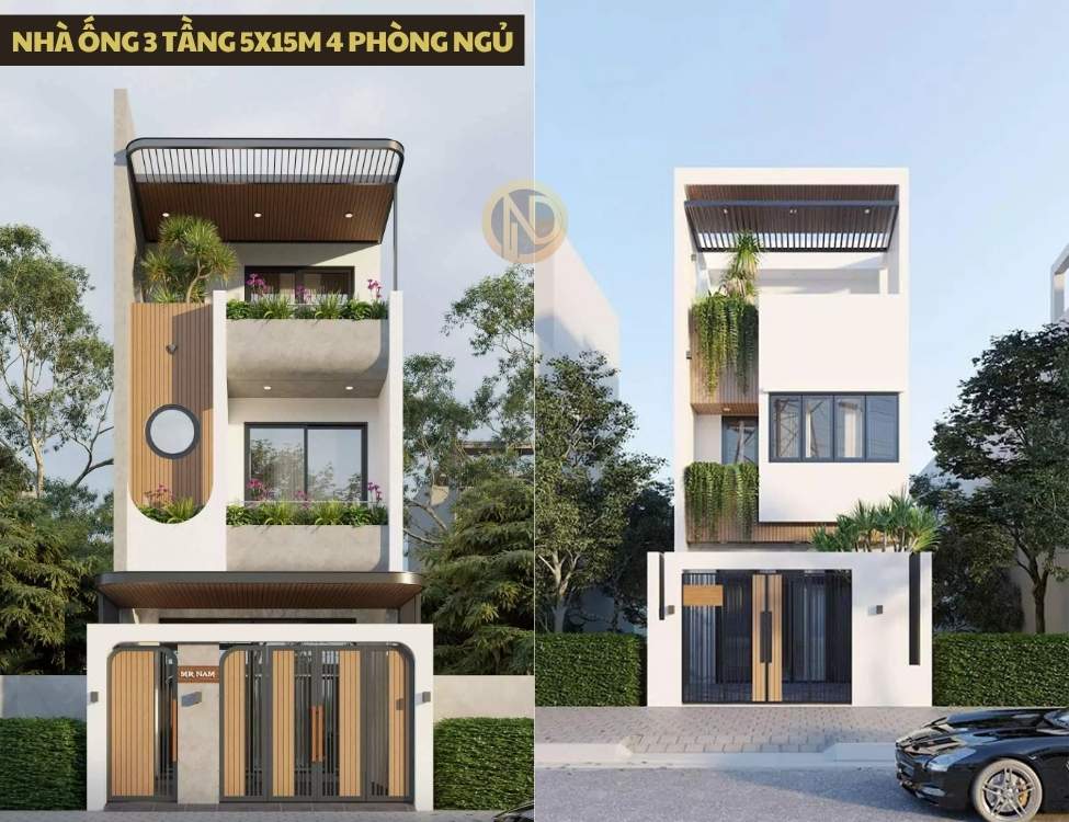 Nhà ống 3 tầng 5x15m 4 phòng ngủ
