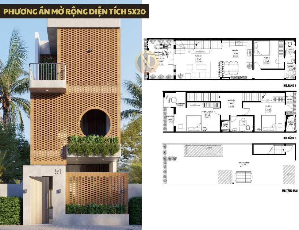 Phương án mở rộng diện tích 5x20