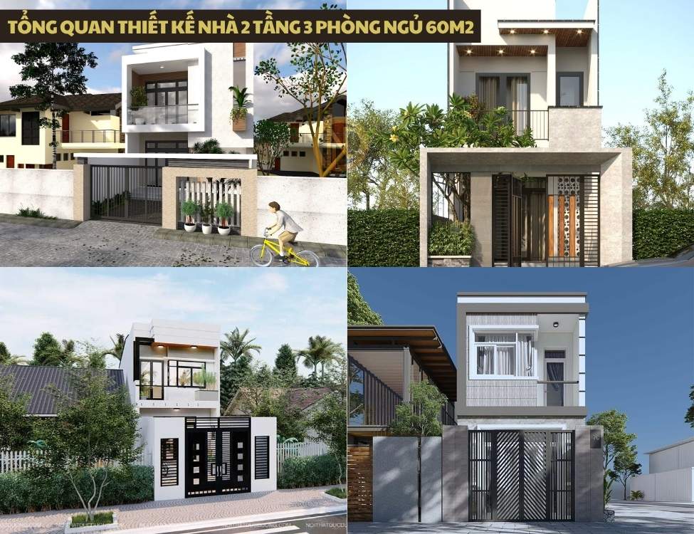 Tổng quan thiết kế nhà 2 tầng 3 phòng ngủ 60m2