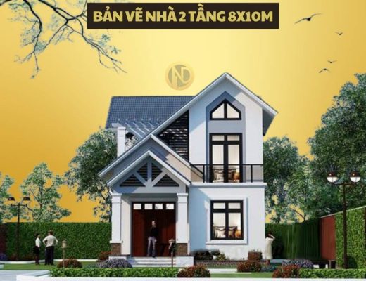 bản vẽ nhà 2 tầng 8x10m