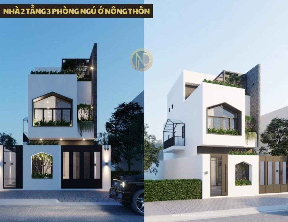 nhà 2 tầng 3 phòng ngủ ở nông thôn