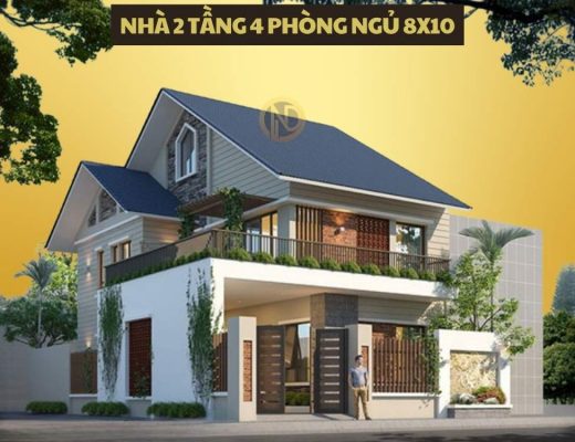 nhà 2 tầng 4 phòng ngủ 8x10