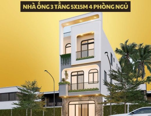nhà ống 3 tầng 5x15m 4 phòng ngủ