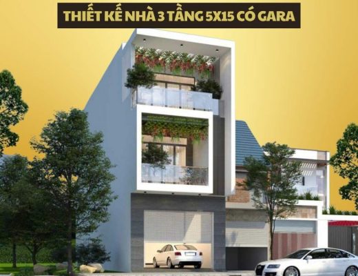 thiết kế nhà 3 tầng 5x15 có gara