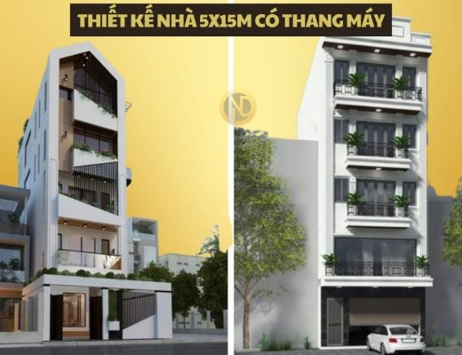 thiết kế nhà 5x15m có thang máy