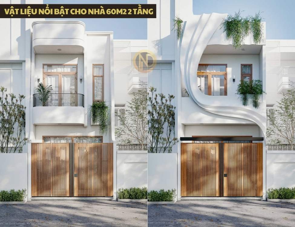 vật liệu nổi bật cho nhà 60m2 2 tầng