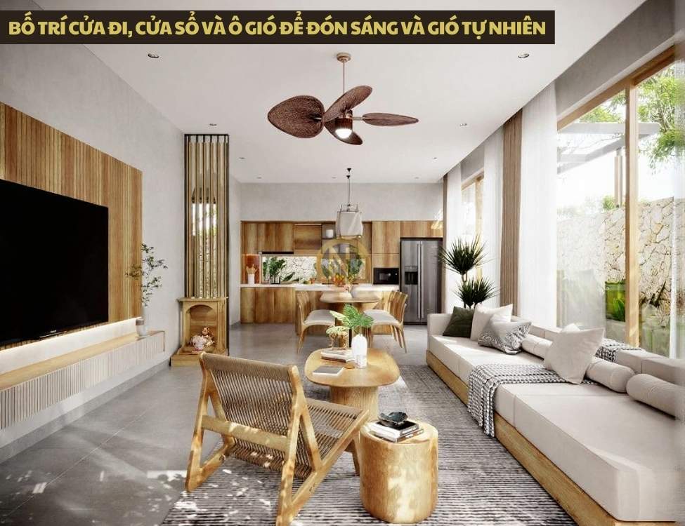 Bố trí cửa đi, cửa sổ và ô gió để đón sáng và gió tự nhiên