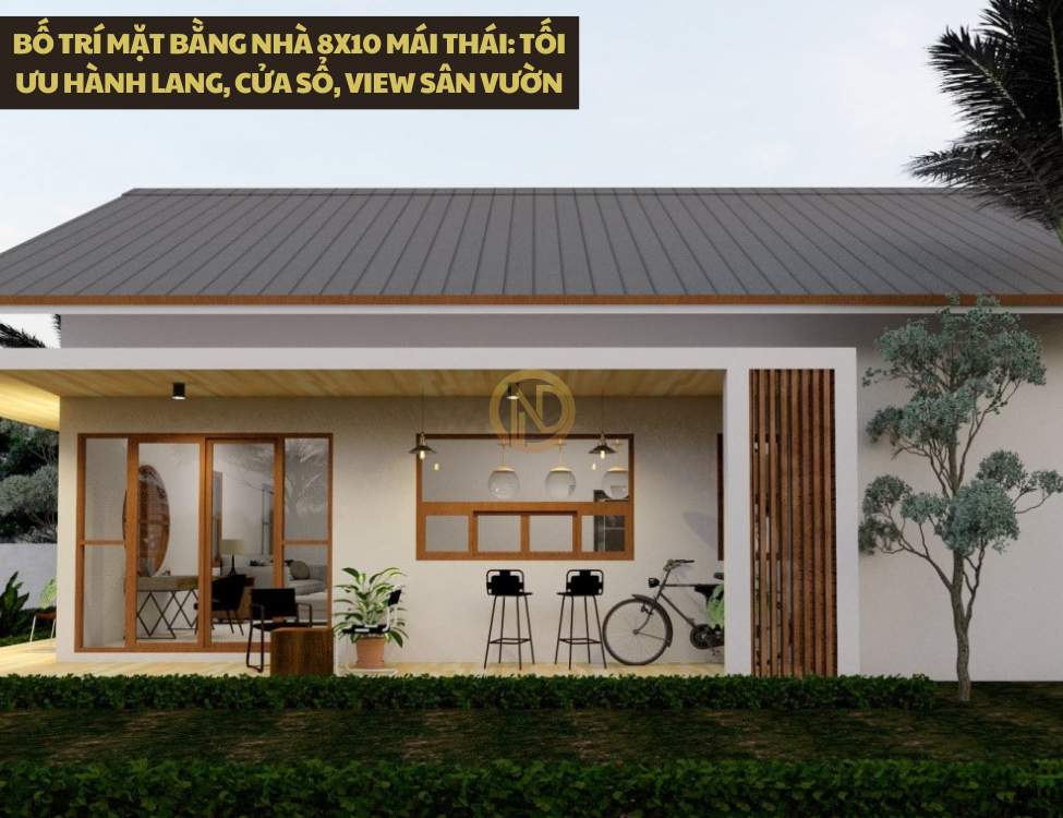Bố trí mặt bằng nhà 8x10 mái Thái