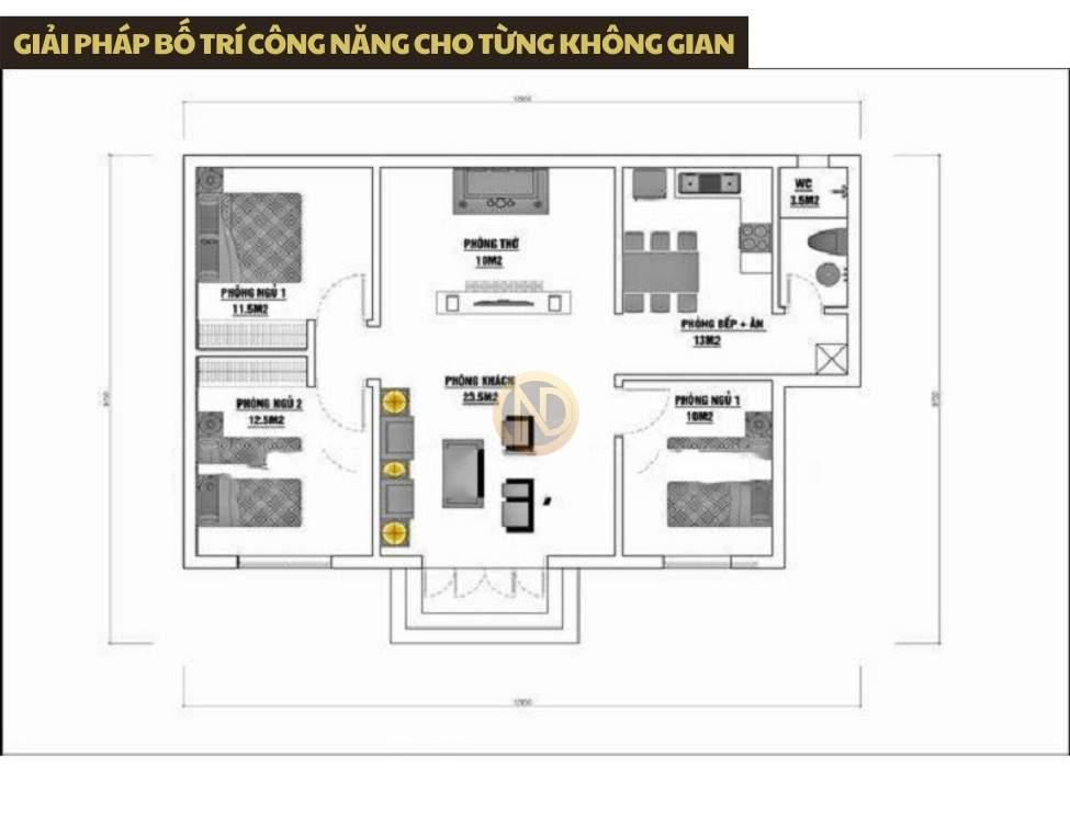 Giải pháp bố trí công năng cho từng không gian
