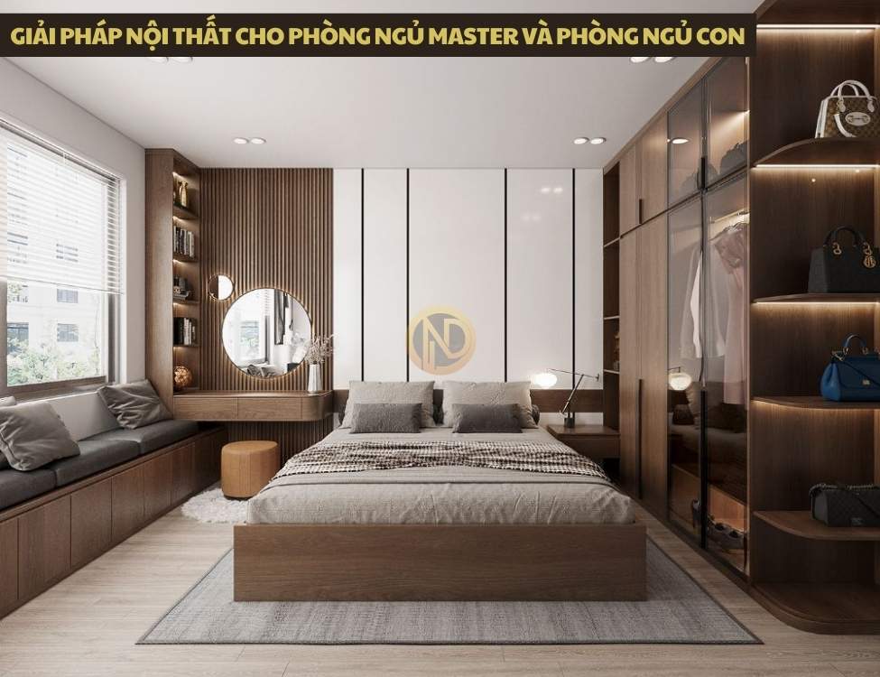 Giải pháp nội thất cho phòng ngủ master và phòng ngủ con