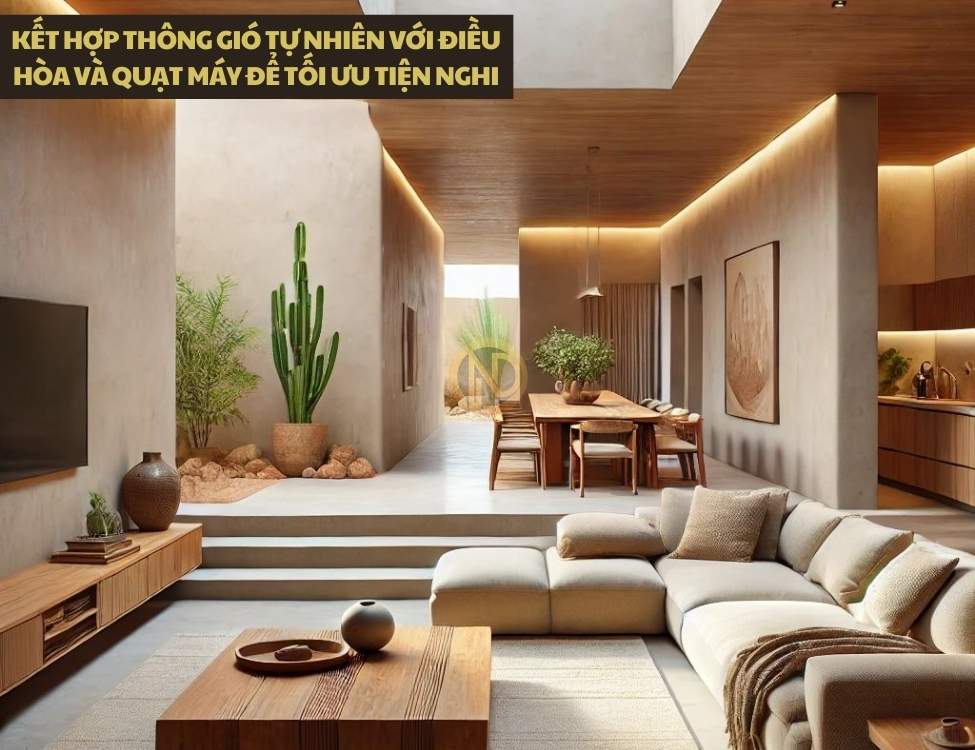 Kết hợp thông gió tự nhiên với điều hòa và quạt máy để tối ưu tiện nghi