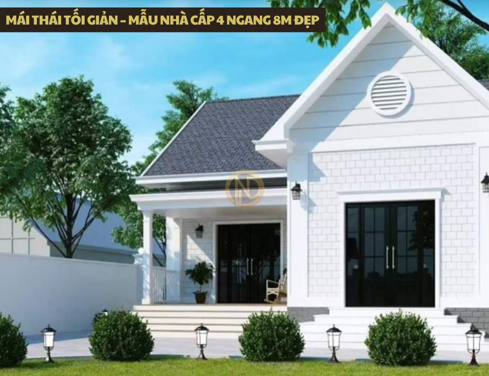 Mái Thái tối giản – mẫu nhà cấp 4 ngang 8m đẹp