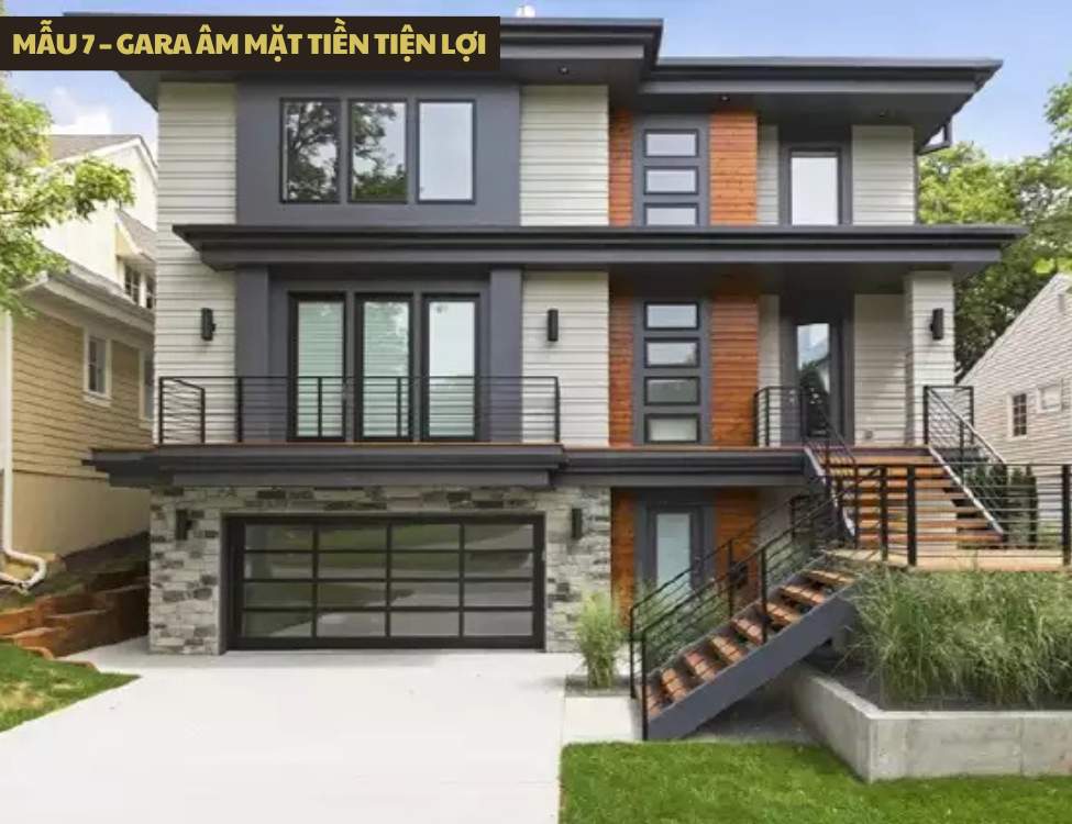Mẫu 7 – Gara âm mặt tiền tiện lợi