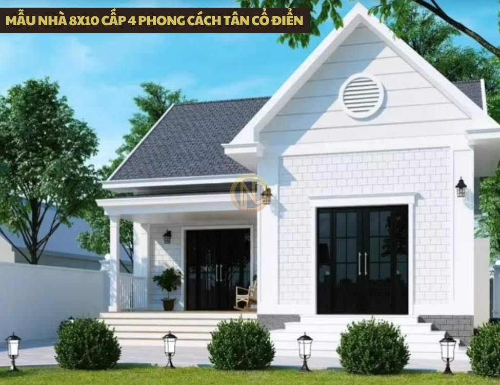 Mẫu nhà 8x10 cấp 4 phong cách tân cổ điển