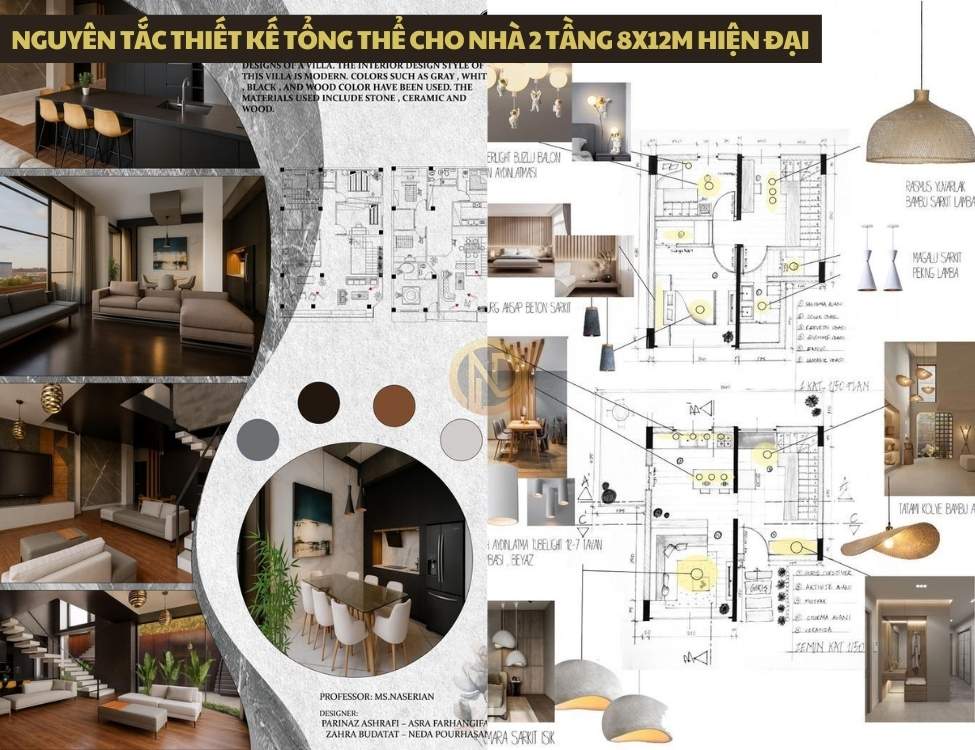 Nguyên tắc thiết kế tổng thể cho nhà 2 tầng 8x12m hiện đại