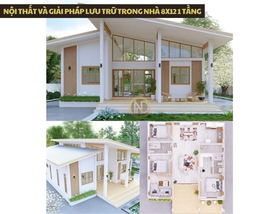 Nội thất và giải pháp lưu trữ trong nhà 8x12 1 tầng
