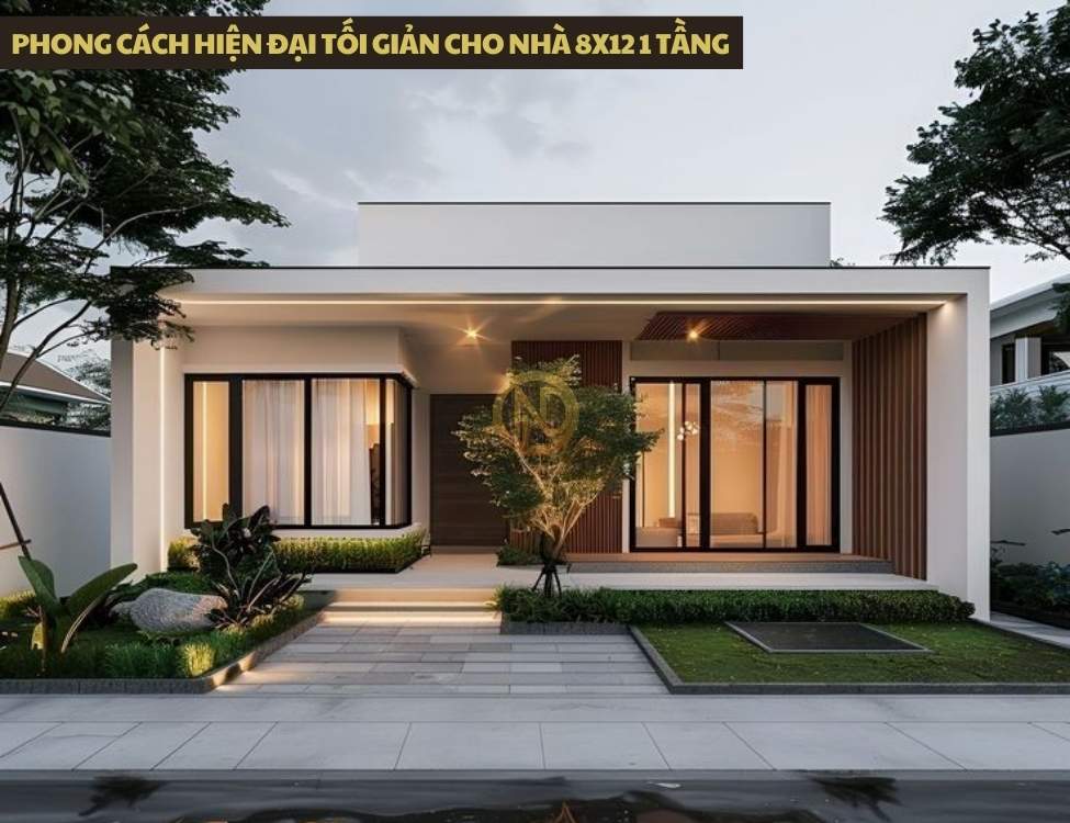 Phong cách hiện đại tối giản cho nhà 8x12 1 tầng