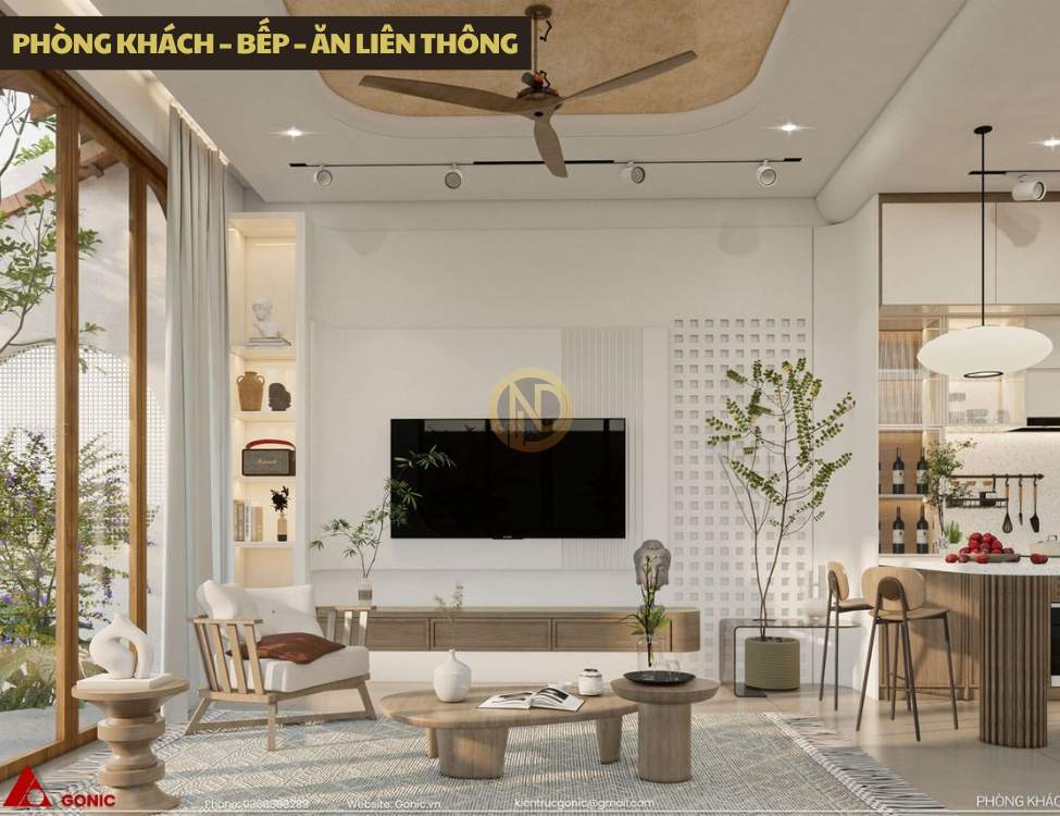 Phòng khách – bếp – ăn liên thông