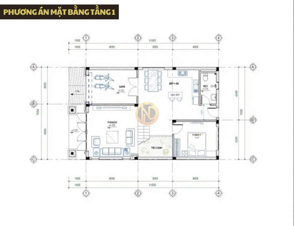Phương án mặt bằng tầng 1