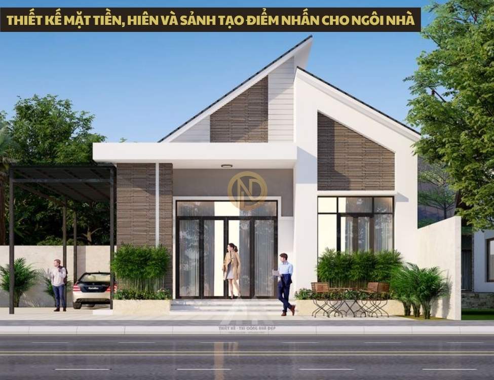 Thiết kế mặt tiền, hiên và sảnh tạo điểm nhấn cho ngôi nhà