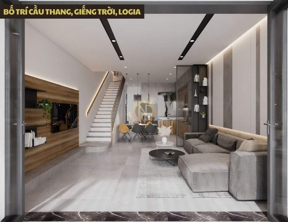 Bố trí cầu thang, giếng trời, logia để tối ưu lưu thông và thông thoáng