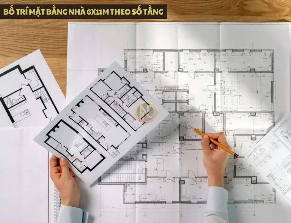 Bố trí mặt bằng nhà 6x11m theo số tầng