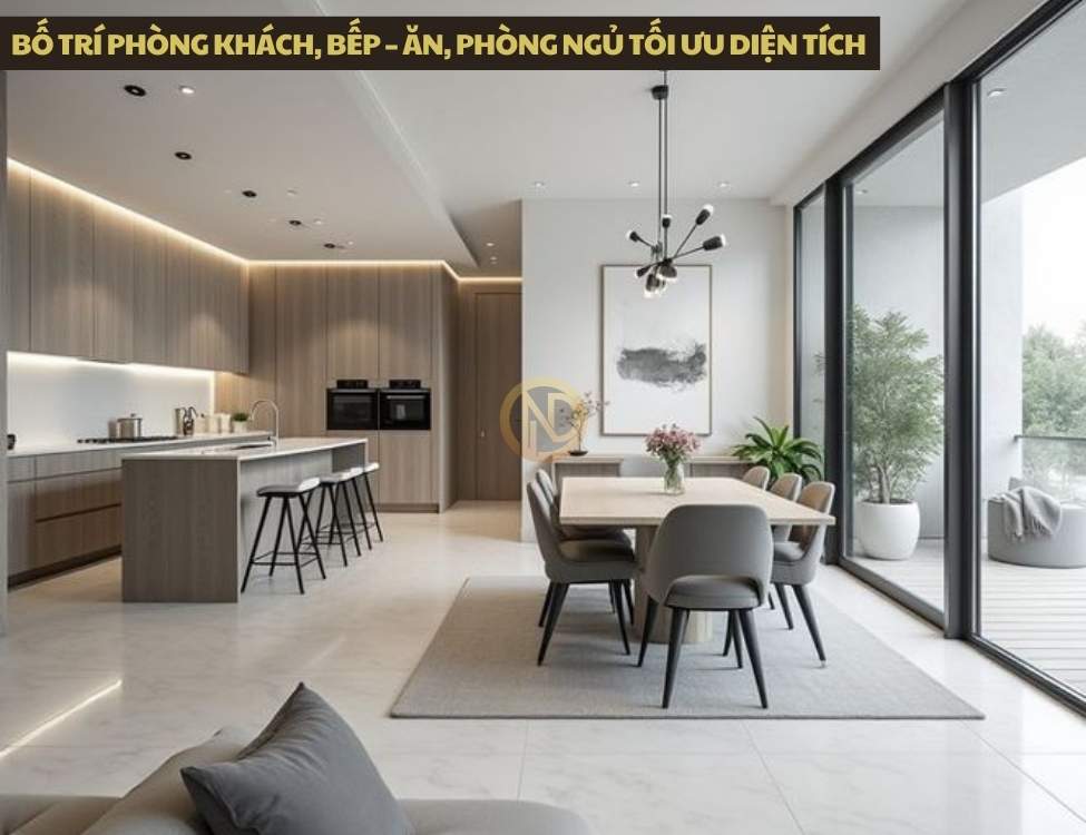 Bố trí phòng khách, bếp – ăn, phòng ngủ tối ưu diện tích